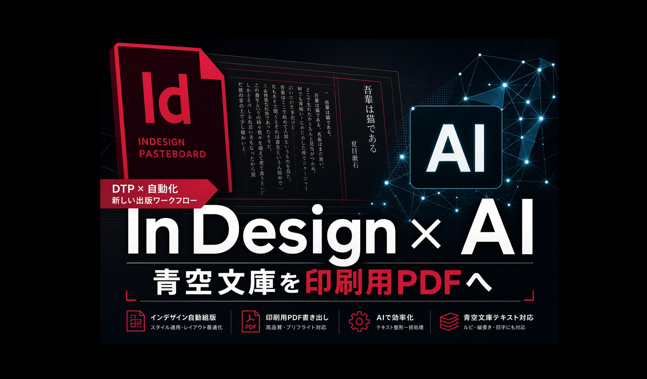 青空文庫 → InDesign 組版パイプライン — InDesign × AI