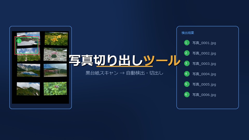 超高解像度対応・写真切り出しツール — アプリ画面